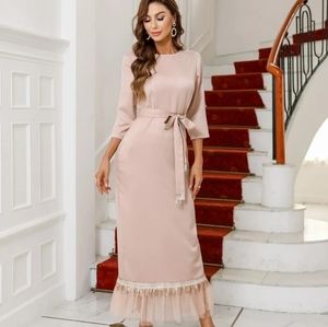 Maxi Nude color size L 3/4 sleeves ruffle detail on bottom